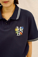 embroidery  flower polo shirt