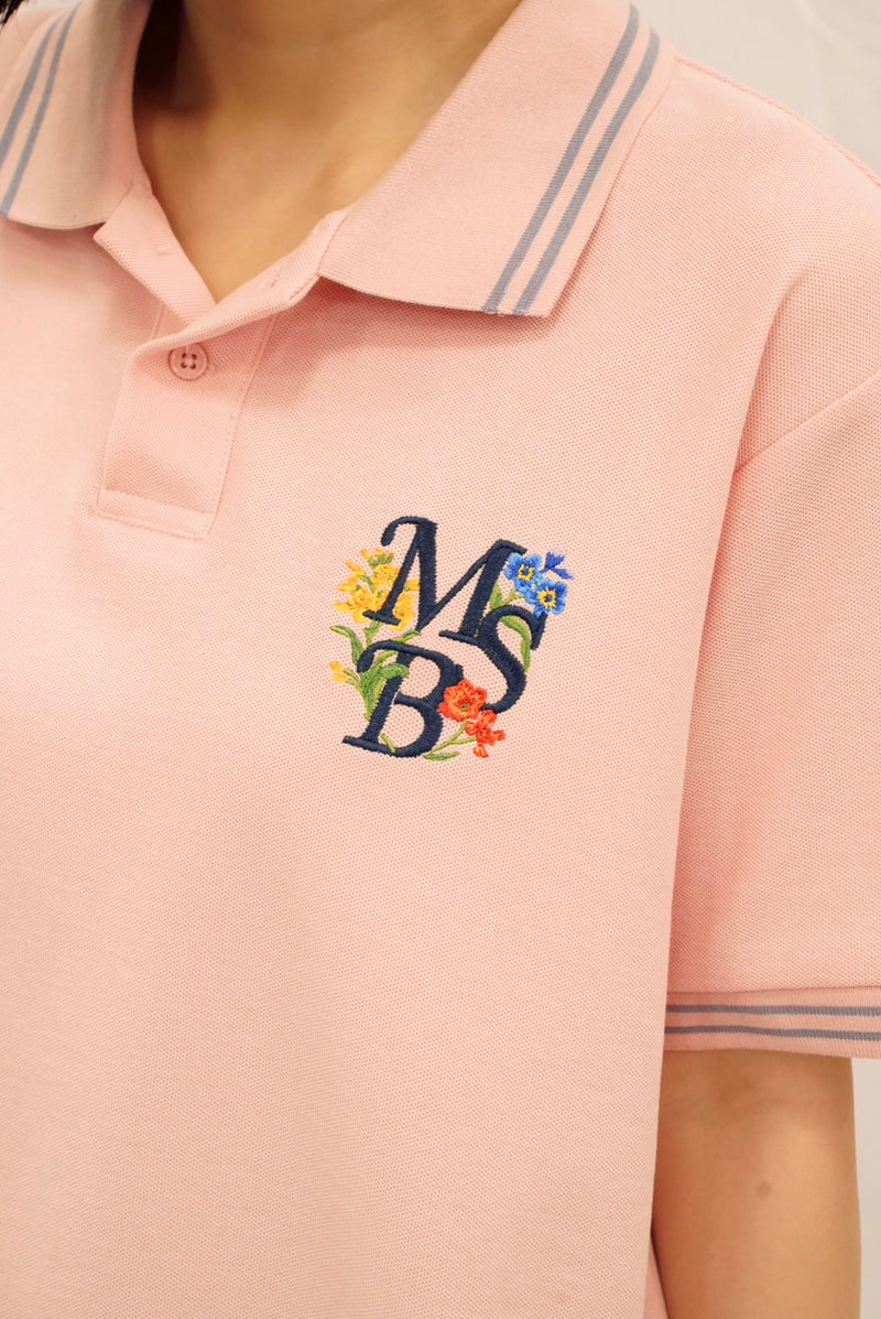 embroidery  flower polo shirt