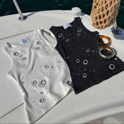 Eyelet damage tank top 