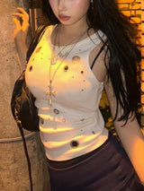 Eyelet damage tank top 