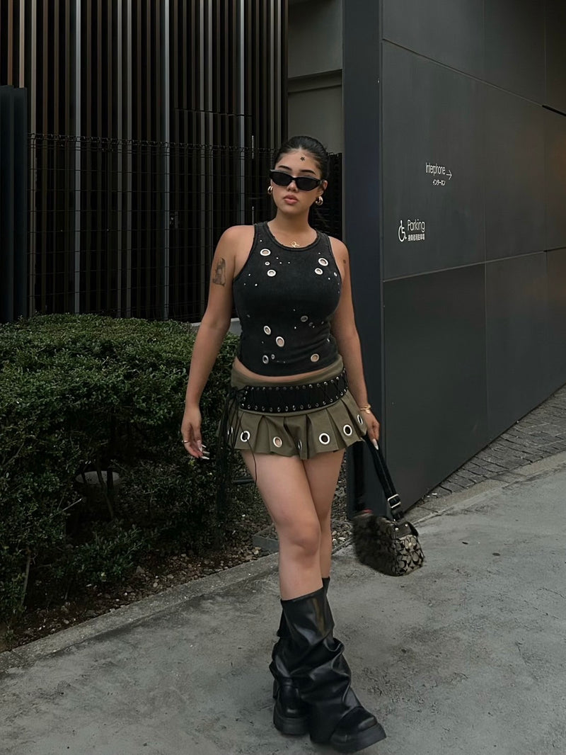 Eyelet damage tank top 