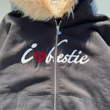 I Love bestie Far Zip Hoodie【9090 girl】