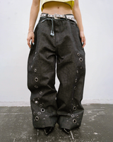 Eyelet denim pants