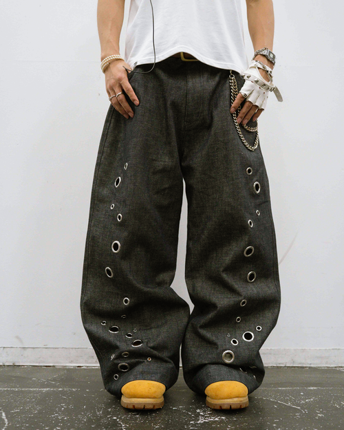 パンツ jent louis Eyelet Baggy Denim Pants/y2k パンツ jent louis Eyelet Baggy Denim Pants/y2k JentLouis 25AW 1st