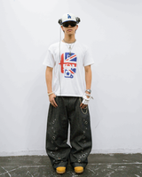 Eyelet denim pants