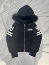 Waist-Defined Fur Zip Hoodie 