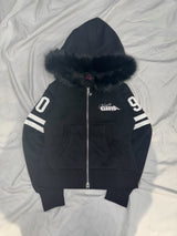 Waist-Defined Fur Zip Hoodie 