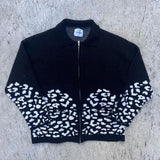 Leopard zip up knit polo