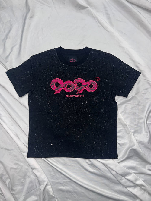 トップス 9090 logo glitter tee OG Logo Off Shoulder Glitter Tee – YZ
