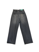 TUCKED DENIM WIDE PANTS