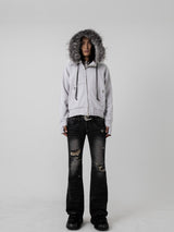 Asymmetry Sweat Fur Hoodie 