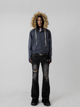 Asymmetry Sweat Fur Hoodie 