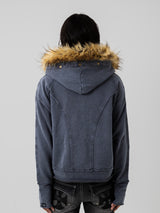 Asymmetry Sweat Fur Hoodie 