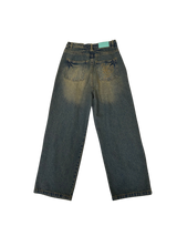 TUCKED DENIM WIDE PANTS