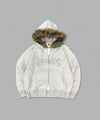 Tribal logo fur zip hoodie