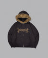 Tribal logo fur zip hoodie