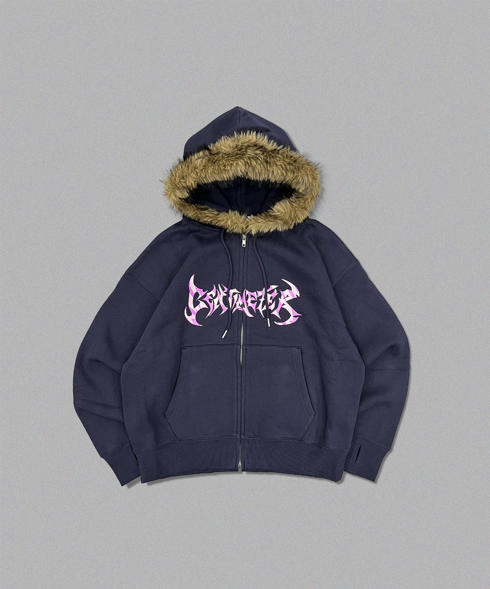 Tribal logo fur zip hoodie – YZ