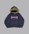 Tribal logo fur zip hoodie