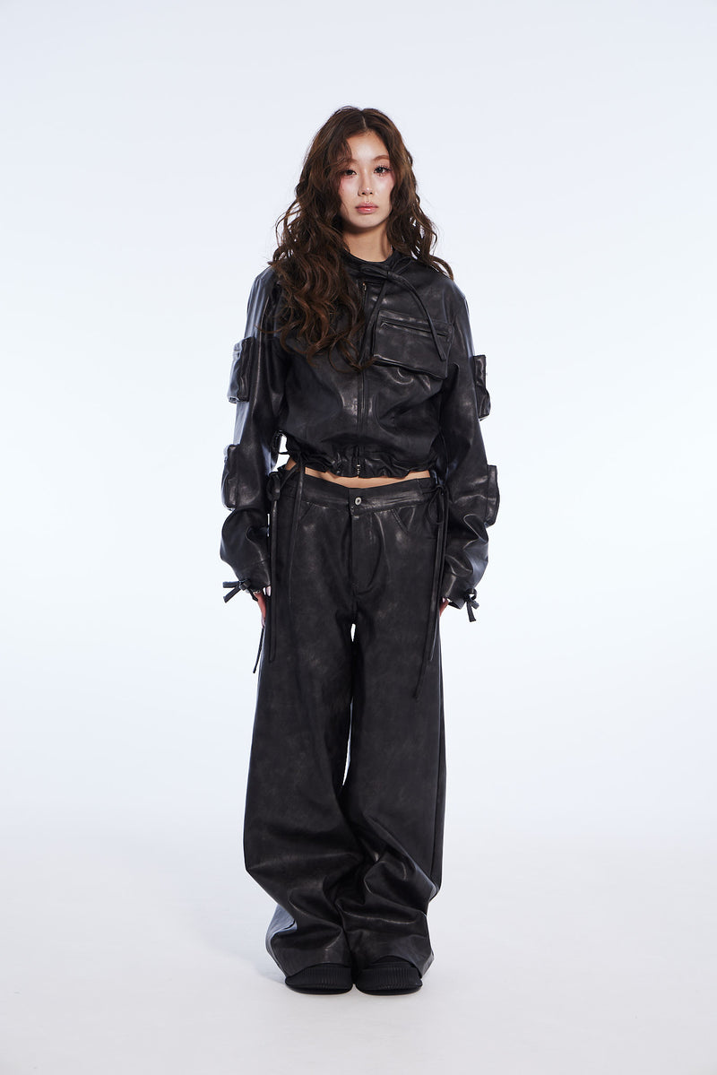 vegan leather cargo pants