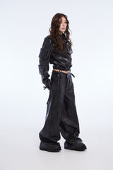 vegan leather cargo pants