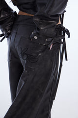 vegan leather cargo pants