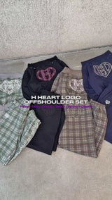 H HEART LOGO 露肩套装 