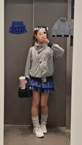 check pattern blouson