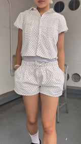 puff sleeve shirt set