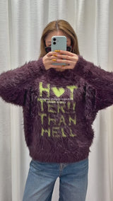 volume shaggy logo knit