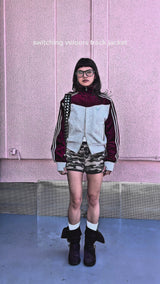 switching velours track jacket 