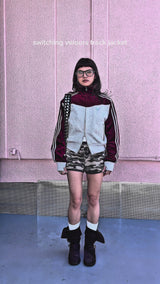 switching velours track jacket