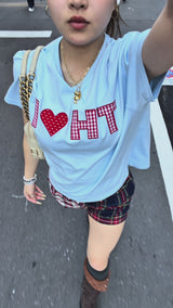 I LOVE APPLIQUE TEE