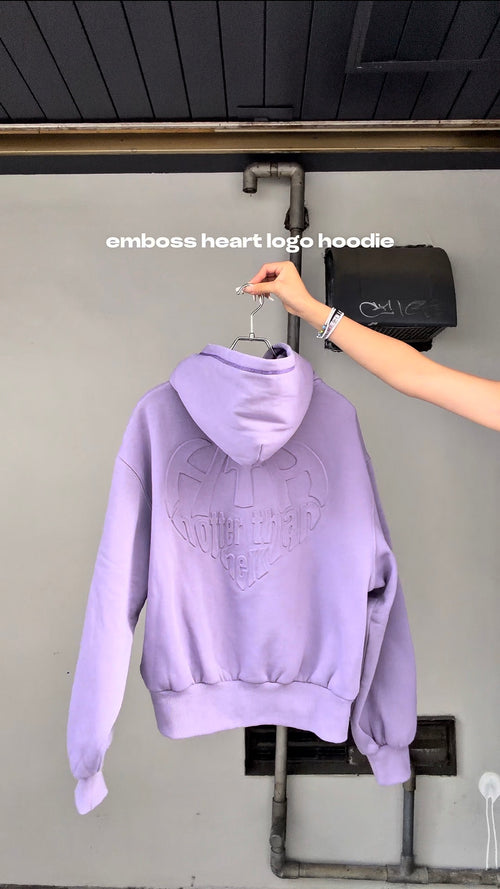 emboss heart logo hoodie