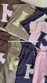 H HEART RHINESTONE SWEAT PANTS
