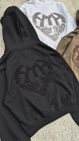 glitter heart logo zip hoodie