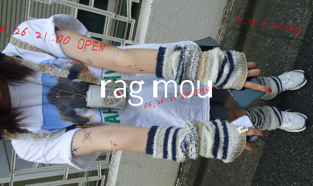 2点セットragmou ニットハットレッグウォーマーkhaki 2点セットragmou ニットハットレッグウォーマーkhaki
