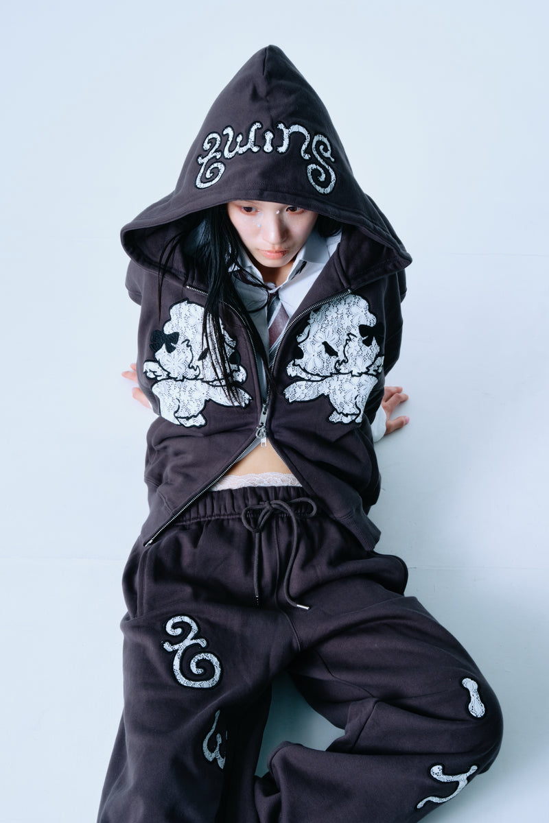 Lace twins logo zip hoodie – YZ