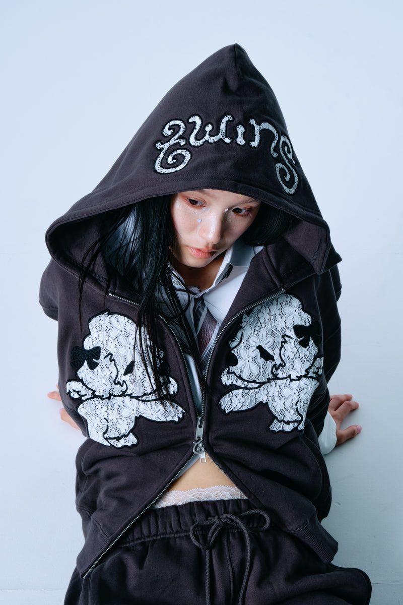Lace twins logo zip hoodie – YZ