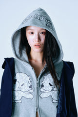 Lace twins logo zip hoodie