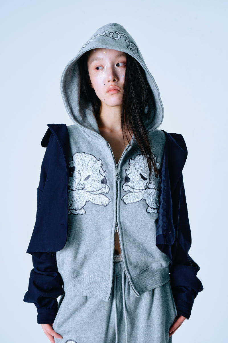 Lace twins logo zip hoodie – YZ