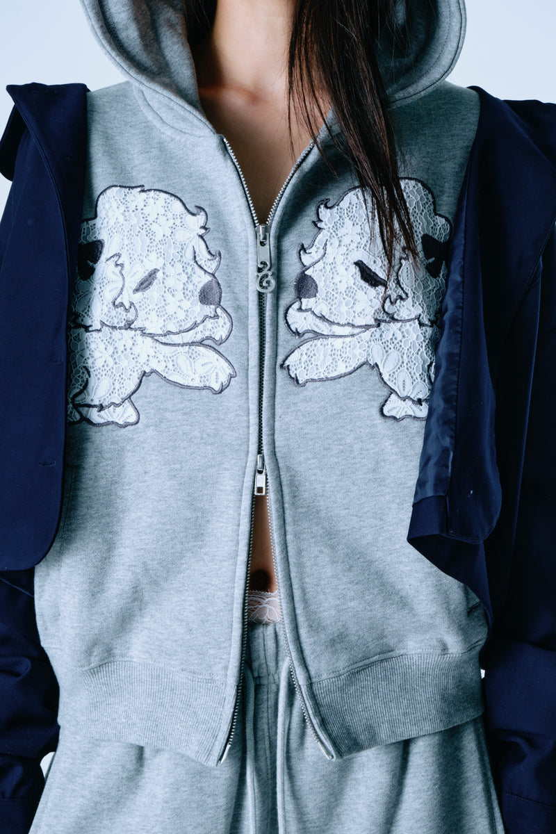 Lace twins logo zip hoodie – YZ