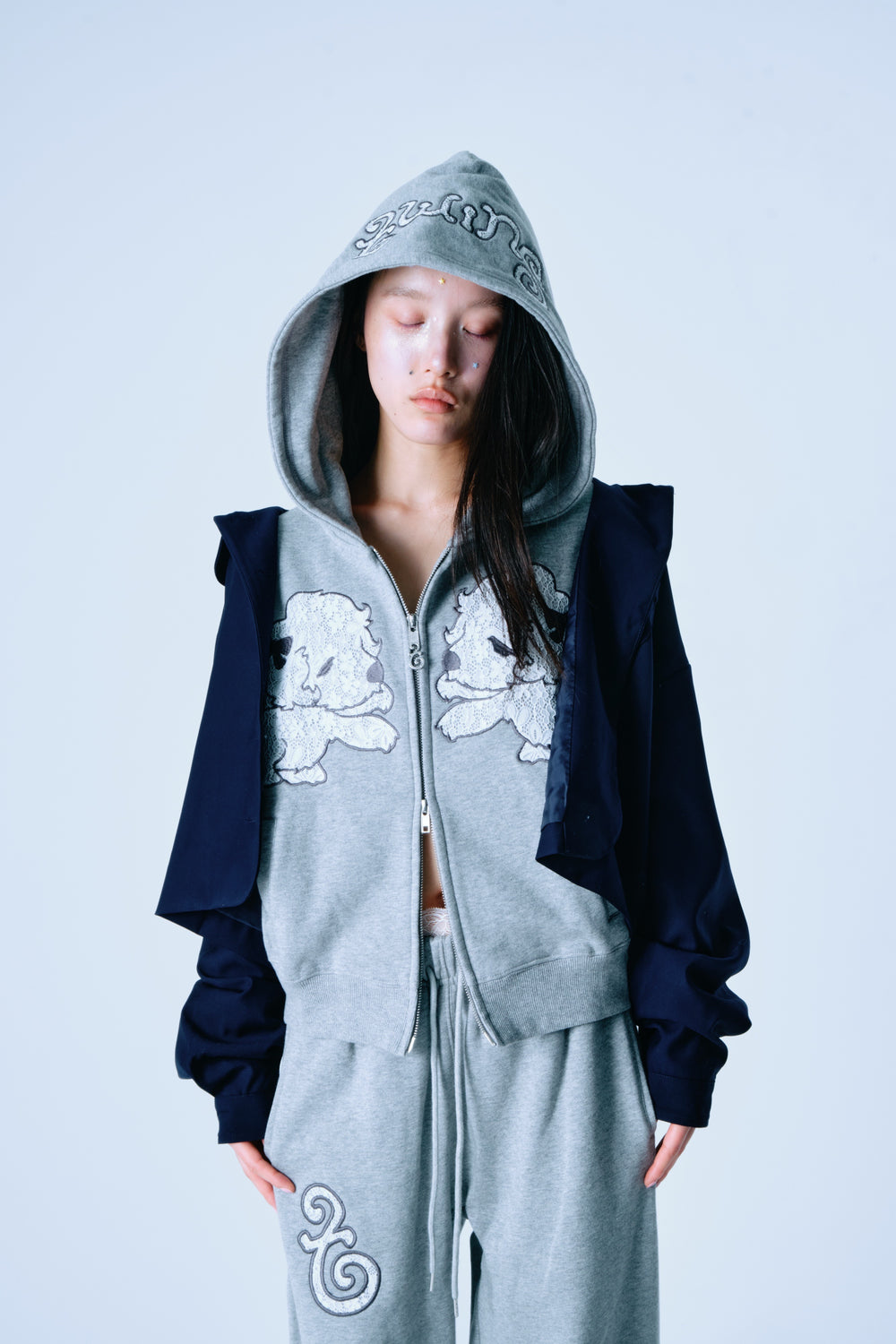 Lace twins logo zip hoodie – YZ