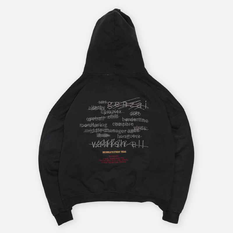 genzai ゲンザイ vanish zip hoodie 黒 ブラック