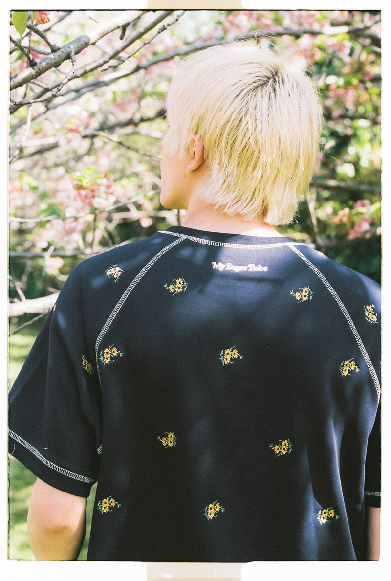 msb patch flower embroidery pattern short sleeve sweat