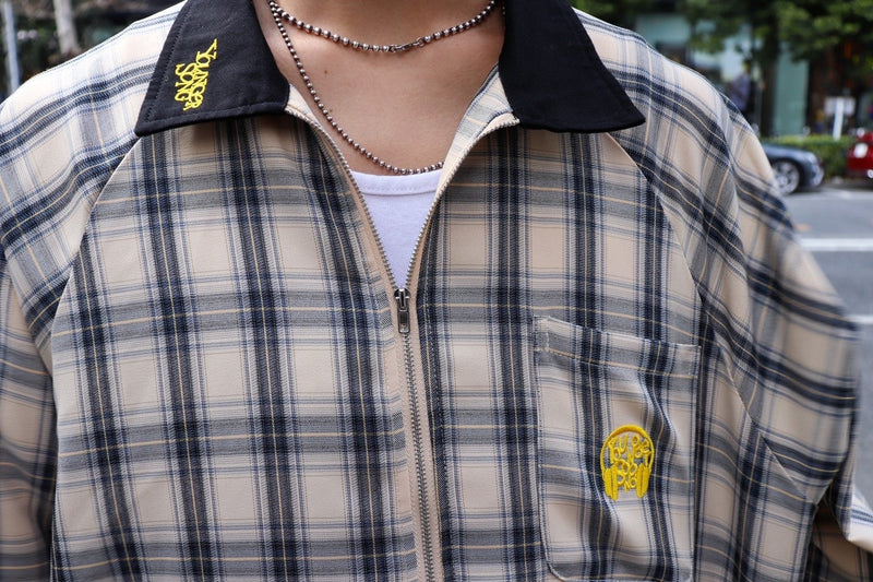 ZIP OMBRE CHECK OVER SHIRT [AZR-YNG-0001-05]