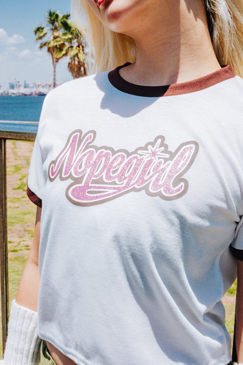 "Nopegirl" signature ringer T shirt