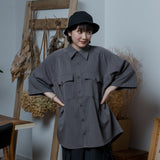 Fishing switching wide loose shirt [AZR-BL-0001-09]