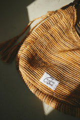 fringe knit shoulder bag