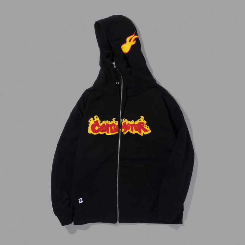 Fire logo balaclava hoodie