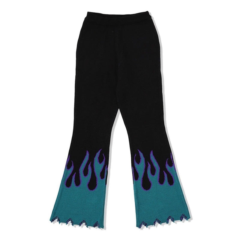 NG Fire-Pattern Flared Knit Pants